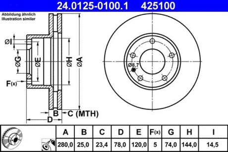 Гальмівний диск ATE 24012501001