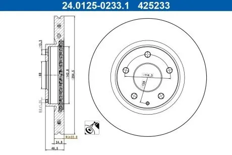 Диск гальмівний (передній) Mazda 3 18- (294.5x24.9) ATE 24.0125-0233.1