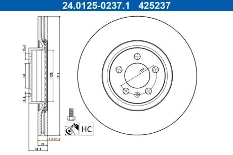 Гальмівний диск ATE 24.0125-0237.1