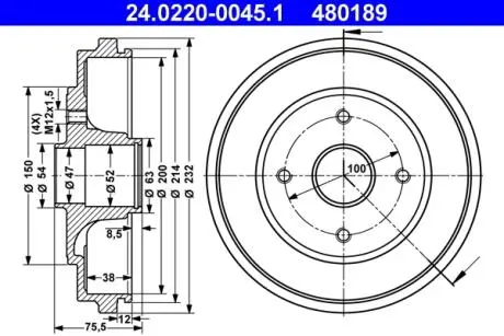 Тормозной барабан ATE 24022000451