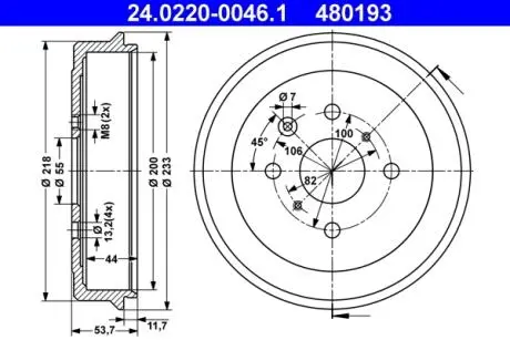Тормозной барабан ATE 24022000461