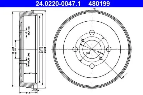 Тормозной барабан ATE 24022000471