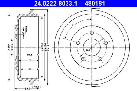 Тормозной барабан ATE 24022280331
