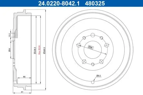 Гальмівний барабан ATE 24.0222-8042.1