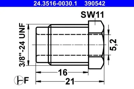 З\'єднувач трубки гальмівний (3/8\'\'x24/11x21/d=5.2) ATE 24351600301