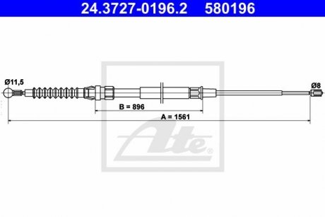 Трос тормоза ATE 24.3727-0196.2 (фото 1)