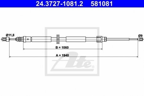 Трос ручного гальма ATE 24372710812