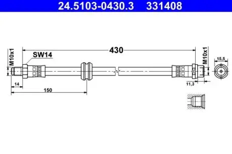 Шланг тормозной BMW 316 00-03 /L+P/ ATE 24510304303