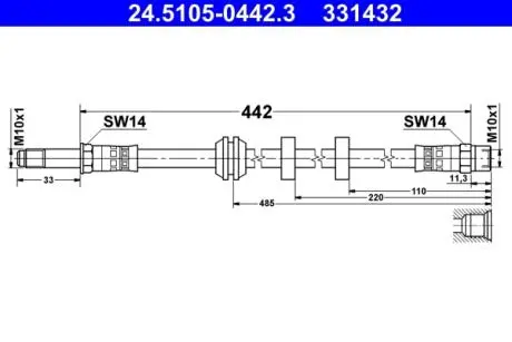 Przewвd hamulcow.przed.L=435mm ATE 24510504423