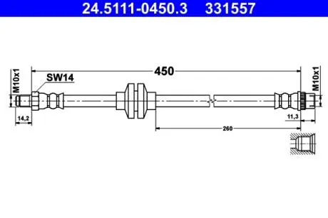 PRZEWУD HAM 24.5111-0450.3 DACIA DUSTER 1.2TCE 13-, 1.5DCI 10- PRZУD ATE 24511104503