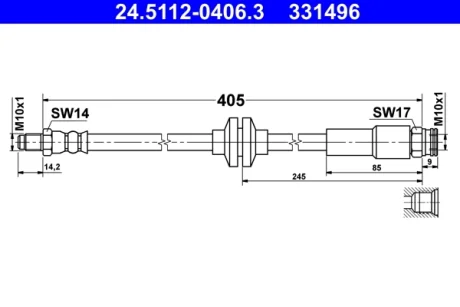 PRZEWУD HAM 24.5112-0406.3 FIAT 500 X 14-, DOBLO 10- ATE 24511204063