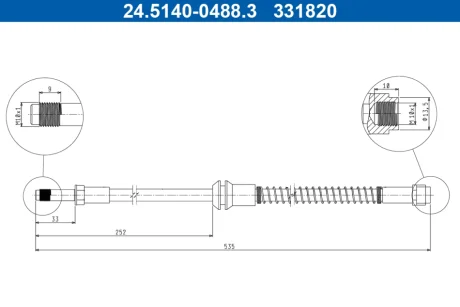 Гальмівний шланг гнучкий (довжина 535мм, M10x1) MERCEDES CLS (C218), CLS SHOOTING BRAKE (X218), E T-MODEL (S212), E (W212) 2.2D-5.5 01.09-12.17 ATE 24514004883