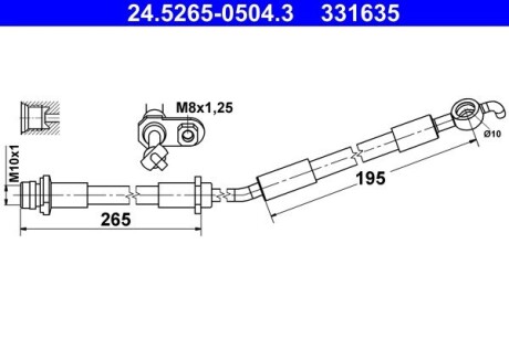 Тормозной шланг (передний) Toyota Yaris 10- ATE 24526505043 (фото 1)