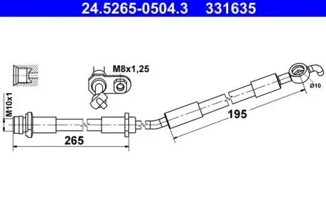 Тормозной шланг (передний) Toyota Yaris 10- ATE 24526505043