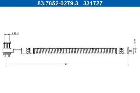 Гальмівний шланг гнучкий задн (довжина 277мм, M10x1) MERCEDES G (W463) 2.9D/4.0 01.18- ATE 83785202793