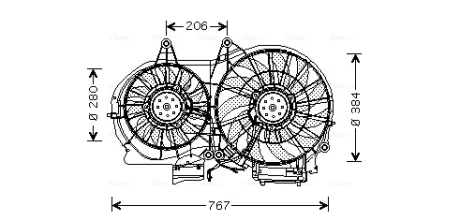 AVA AUDI Вентилятор радіатора (з дифузором) A4 B6 00-, A4 B7 04-, SEAT AVA COOLING AI7506