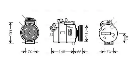 Компрессор кондиционера A4 II 19TDi 00-03 (выр-во AVA) AVA COOLING AIAK226