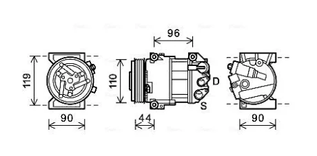 Компресор кондиціонера ALFA ROMEO GIULIETTA, GIULIETTA/HATCHBACK 04.10-12.20 AVA COOLING ALAK125