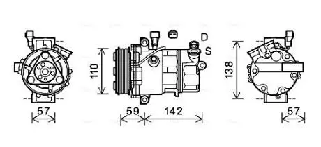 Компресор кондиціонера Fiat Doblo 1.6D/2.0D 10- AVA COOLING ALAK127