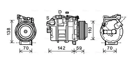 Компресор кондиціонера BMW 5 (F10/F11) 2.5/3.0i 09-13 AVA COOLING BWAK418