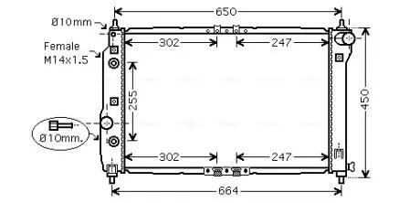 Радиатор охлаждения CHEVROLET AVEO 1.5 (AT) (AVA) AVA COOLING DWA2068