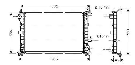 Радіатор, охолодження двигуна AVA COOLING FD2265