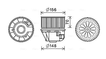 Вентилятор обігрівача салону Ford Focus (04-12), C-MAX (07-10) AVA AVA COOLING FD8612