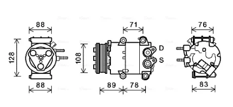 AVA FORD Компресор кондиціонера FIESTA VI 1.25-1.6 08- AVA COOLING FDAK571