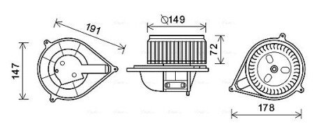 Моторчик печки Fiat Ducato/Citroen Jumper/Peugeot Boxer 02-06 (+AC) AVA COOLING FT8427