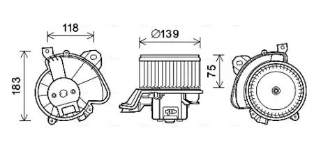 Вентилятор отопителя салона Citroen Nemo Peugeot Bipper Fiat Qubo 1,3HDI 08> Pun AVA COOLING FT8431