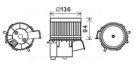 Вентилятор обігрівача салону Fiat 500 (08-)/Ford KA (08-16) AVA AVA COOLING FT8448