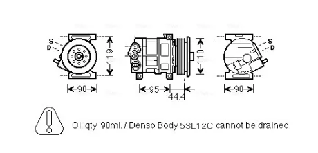 Компресор кондиціонера Fiat Doblo (10-)/Opel Combo (12-) AVA AVA COOLING FTAK394