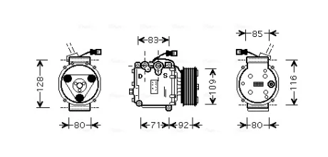 Компресор кондиціонера HONDA ACCORD V, ACCORD VI, CIVIC VII, CIVIC VIII, PRELUDE V, STREAM 02.96-12.12 AVA COOLING HDAK169