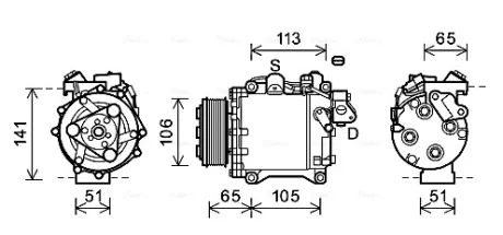 Компресор кондиціонера Honda CR-V III, IV (07-) 2.4 IVTEC AVA AVA COOLING HDAK263