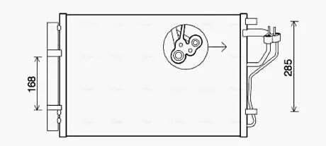 Конденсатор кондиціонера (з осушувачем) HYUNDAI ELANTRA V, I30, KIA CEED, CERATO III, PRO CEED 1.4-2.0 09.10- AVA COOLING HYA5308D