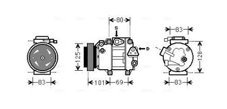 Компресор кондиціонера HYUNDAI SANTA FÉ II 03.06-12.12 AVA COOLING HYAK240