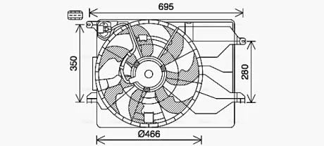 Вентилятор радіатора HYUNDAI IX35, KIA SPORTAGE III G4KD/G4KE/G4NA 08.09-12.15 AVA COOLING KA7543
