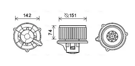 Вентилятор отопителя салона Kia Rio (00-05) 1.3i 1.5i AVA AVA COOLING KA8224