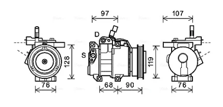 Компрессор кондиционера KIA Rio II (05-) 1.4i, 1.6i AVA AVA COOLING KAK161