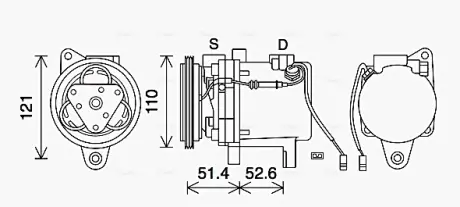 Компресор кондиціонера SMART CABRIO, CITY-COUPE, CROSSBLADE, FORTWO, ROADSTER 07.98- AVA COOLING MCAK019