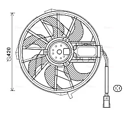 Вентилятор радіатора MERCEDES A (W169), B SPORTS TOURER (W245) M266.920-OM640.942 09.04-06.12 AVA COOLING MS7656