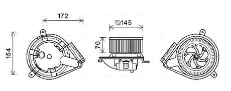 Вентилятор отопителя салона MB V638 AC- AVA COOLING MS8626