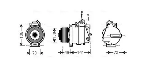 Компресор кондиціонера MB Sprinter/Vito CDI (d=114mm) AVA COOLING MSAK560