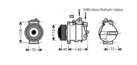 Компресор кондиціонера MB Sprinter/Vito CDI (d=114mm) AVA COOLING MSAK672