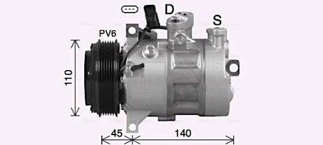 Компресор кондиціонера MERCEDES C (A205), C (C205), C T-MODEL (S205), C (W205), E (A238), E (C238), E T-MODEL (S213), E (W213), GLC (C253), GLC (X253), MARCO POLO CAMPER (W447) 01.12- AVA COOLING MSAK747
