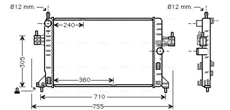 Радиатор, охлаждение двигателя AVA COOLING OL2305