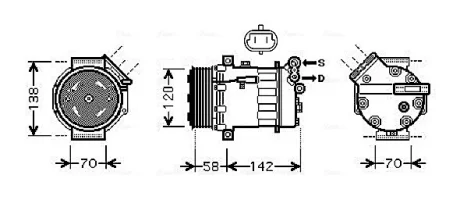 Компресор кондиціонера CADILLAC BLS, FIAT CROMA, CROMA/KOMBI, OPEL SIGNUM, VECTRA C, VECTRA C GTS, SAAB 9-3 04.02- AVA COOLING OLAK448
