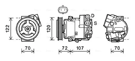 AVA OPEL Компресор кондиціонера ASTRA J 1.4 09-, MERIVA B 1.4 10- AVA COOLING OLAK595