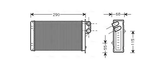 Радиатор отопителя P405/P406 ALL MT/AT 87-99 (Ava) AVA COOLING PE6100
