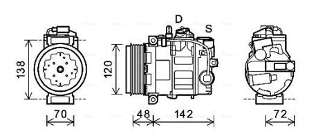 Компресор кондиціонера PORSCHE CAYENNE 09.02- AVA COOLING PRAK064